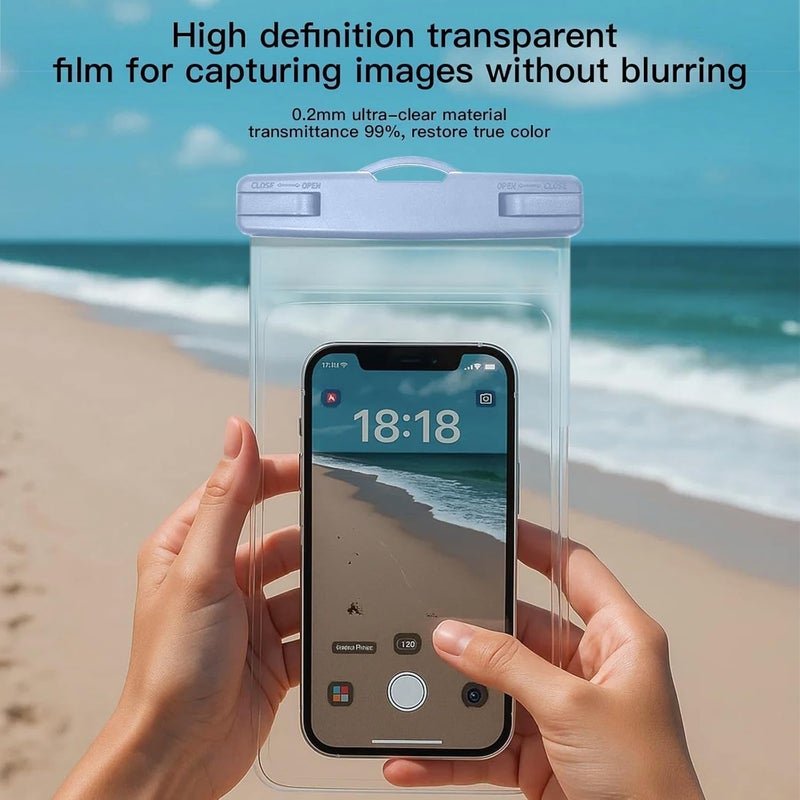 Criyar 1/2 Pack Waterproof Phone Pouch Compatible with iPhone 17 16 15 Pro Max & Galaxy S24+/S23 7in Waterproof Phone Case with Lanyard,IPX8 Beach Travel Must Haves, Beach Essentials, Sky Blue, 1 Pack - Image 2